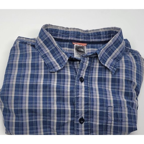 Men's‎ Button-Up Casual Long Sleeve The North Face Blue Plaid Shirt Size Large - Picture 3 of 5
